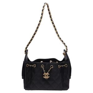 Chanel Mini Chanel 25 Caviar Quilted Handbag in Black Leather